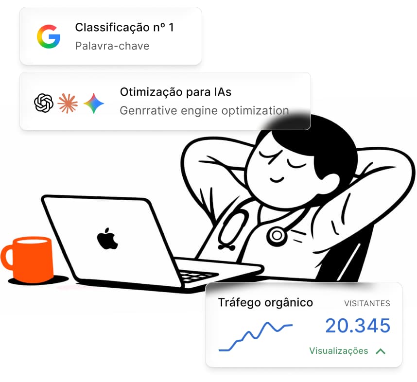 Médico aproveitando o tempo economizado com a Getseo - versão mobile